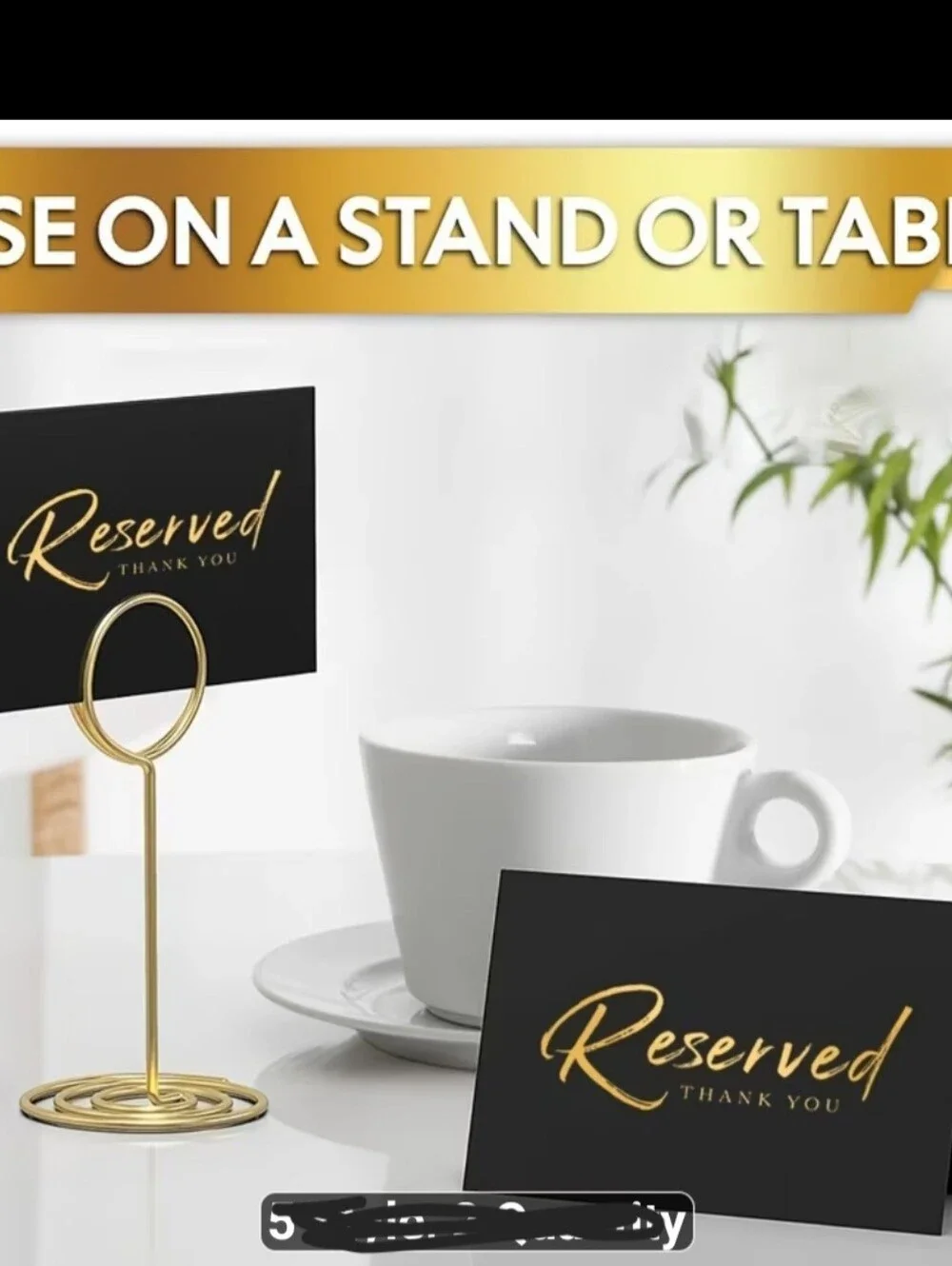 NEW TABLE RESERVE SIGNS 10 PER PACKAGE WEDDINGS/RECEPTION BLACK & GOLD 8 x 6